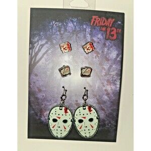 Jason Vorhees Earring Set, 3 Pairs Tombstone, Friday the 13th, Jason Mask NEW